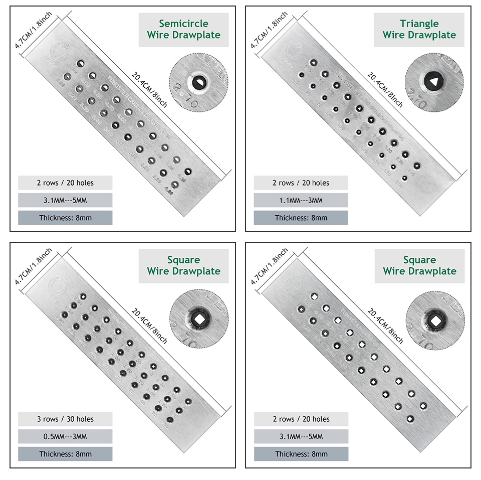 Tungsten Carbide Wire Drawplate Square/Half Round Shape 0.269.0mm 20/