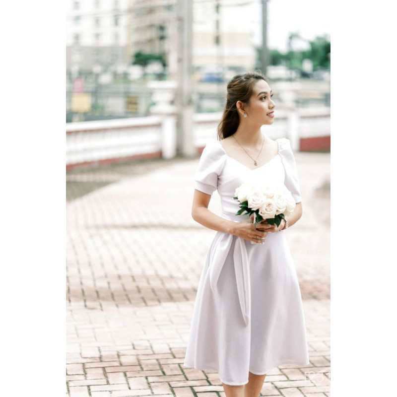 white dress wedding civil