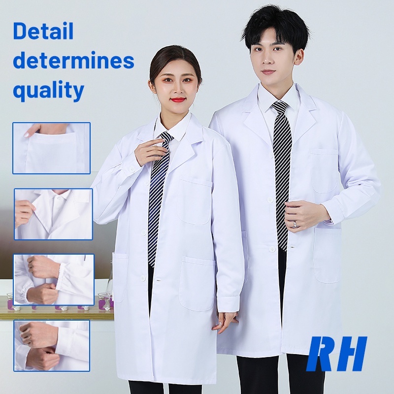 Fine Cotton Lab Gown White Coat For Doctors White Coat Laboratory Gown