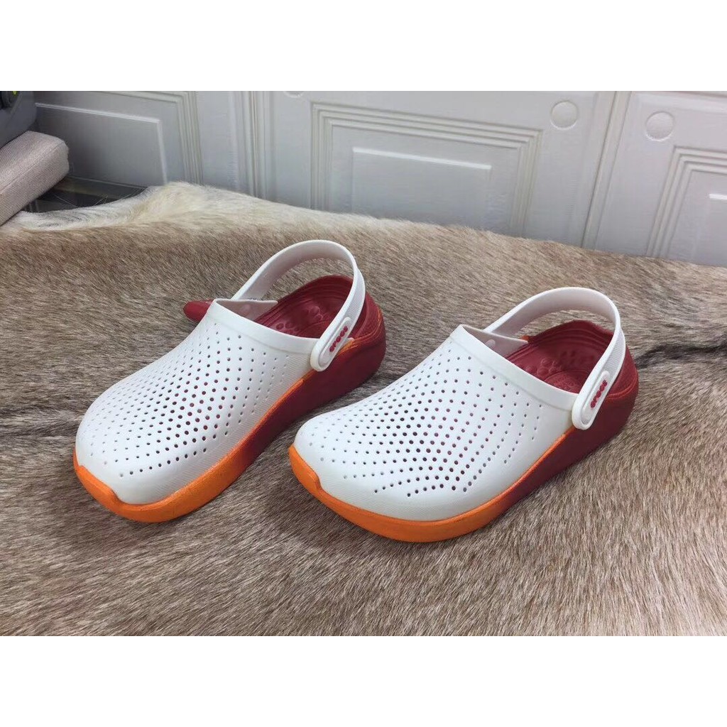 crocs literide white orange