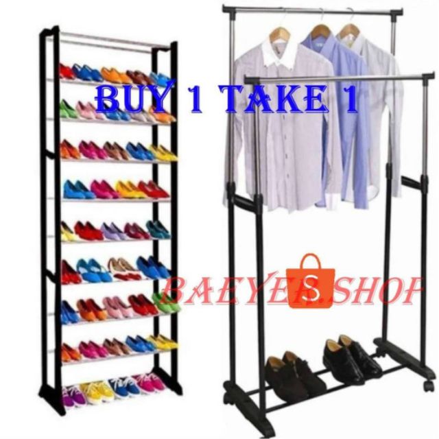 Double Pole Clothes Rack With 10 Layer Amazing Shoe Rack Shopee Philippines