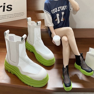 2021 New Style Summer Matching Thin Breathable Chelsea Short Boots Mid-Cut Thick-Soled Slimm