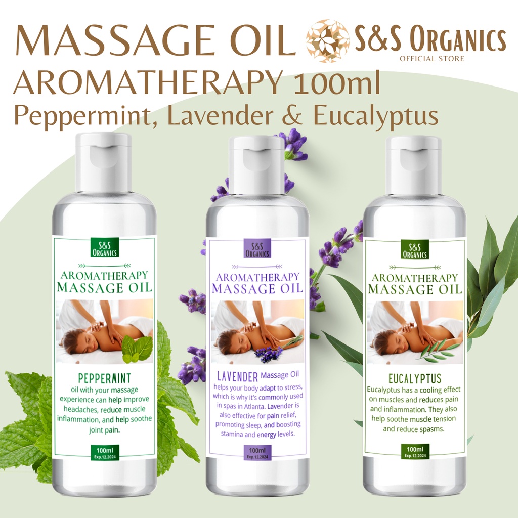 Massage Oil Aromatherapy Lavender Eucalyptus & Peppermint | Shopee ...