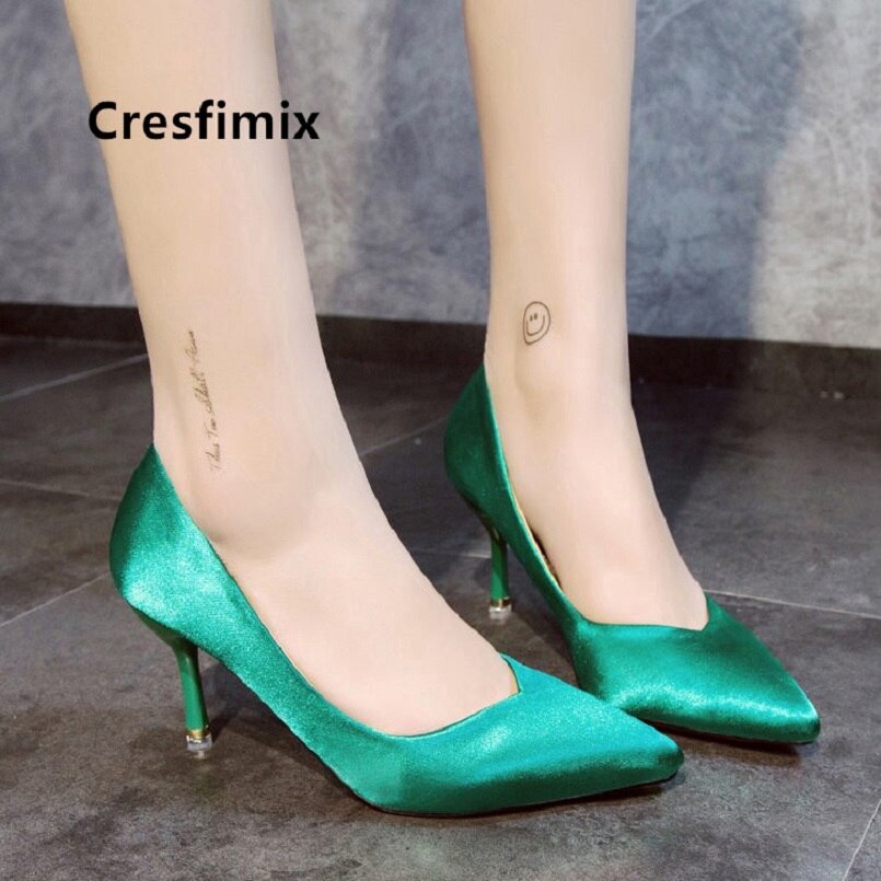 green high heel shoes