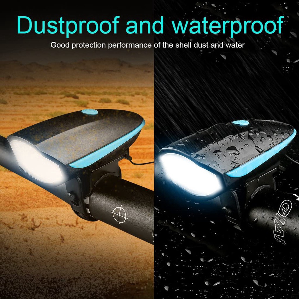 Spotact Bike Light with Loud Horn USB Rechargeable Bicycle Bell Adjustable 5 Modes Sound and 3 Modes Brightness
