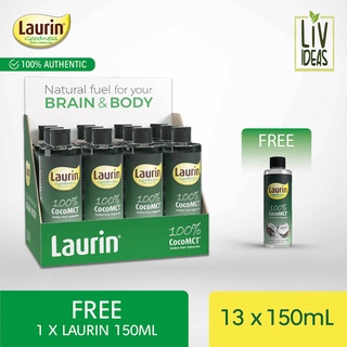 Laurin 100% Coco MCT Oil 150mL - Box of 12 with FREE 1 Laurin 150mL (12+1) (Keto Diet Friendly)