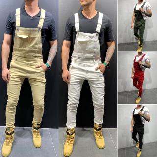 beige denim jumpsuit