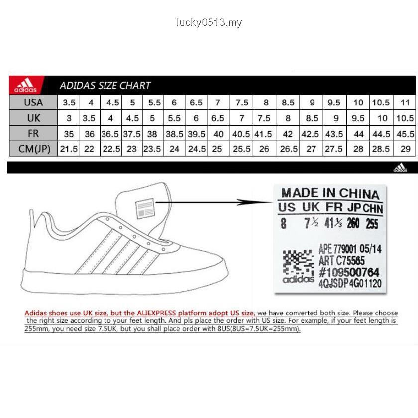 uk shoe size chart adidas 