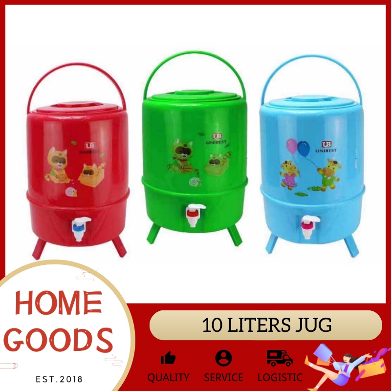 Home Goods UNIBEST 081 10L Cooler Water Jug Storage Assorted Colored