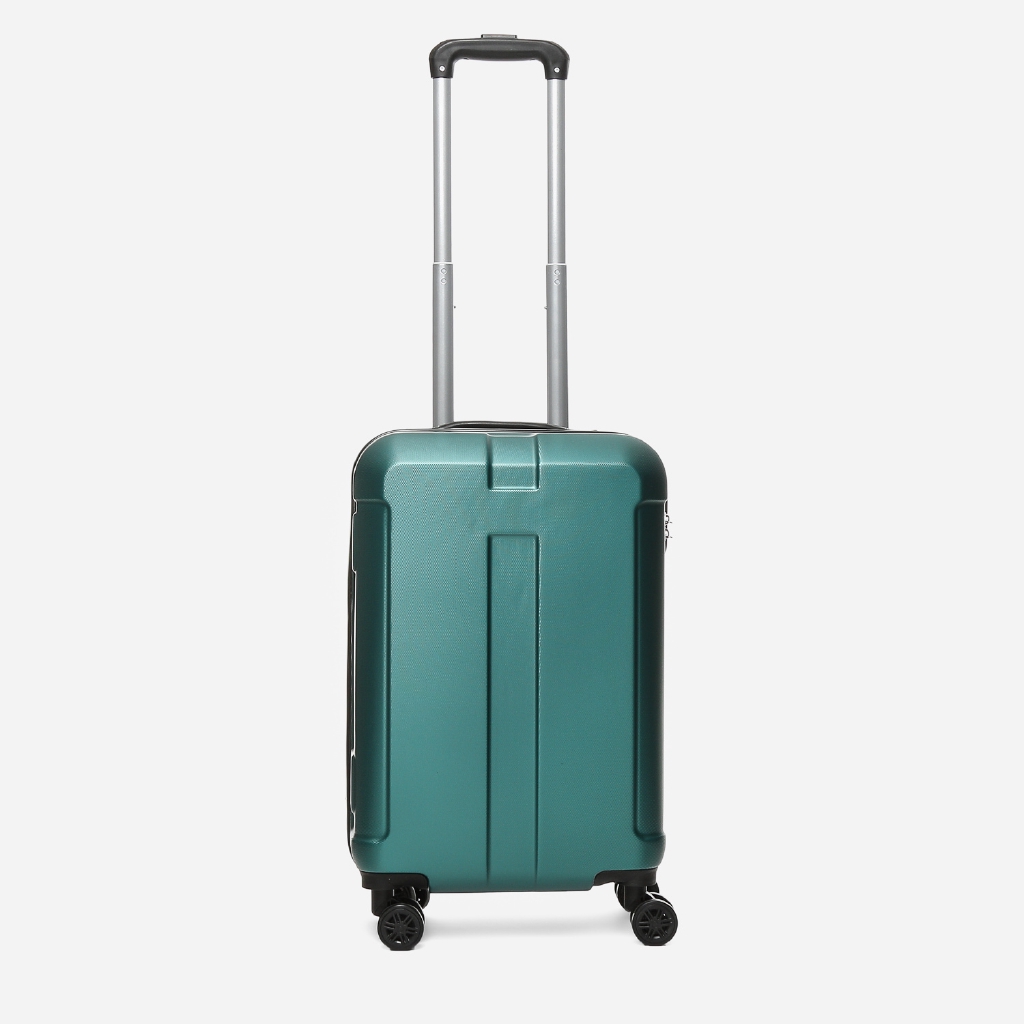 green hard case luggage