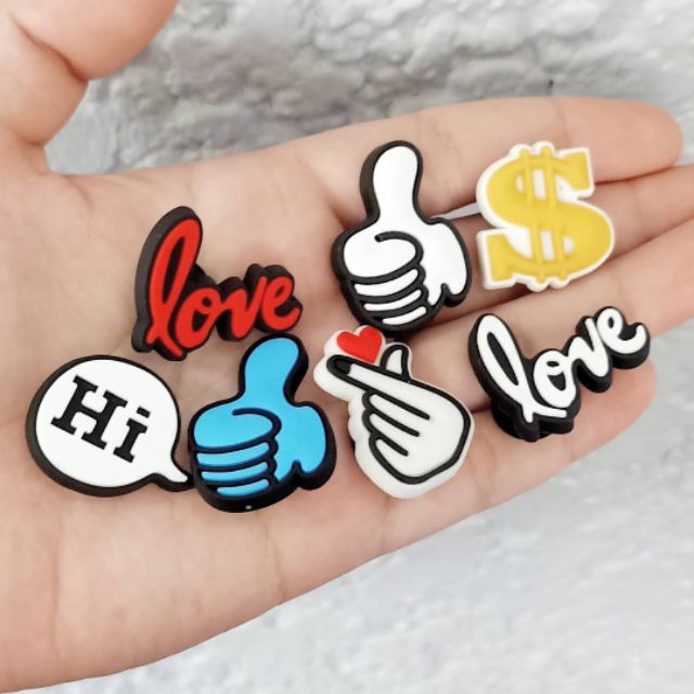 Shoe Charms jibbitz Thumbs Up LOVE Finger Heart Korean | Shopee Philippines