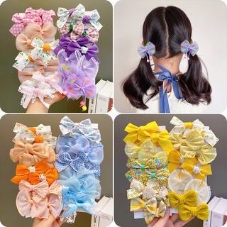 10Pcs Elastic Bowknot Ponytail hairband Set Headdress Korea Hair Accessories For Kids Girls