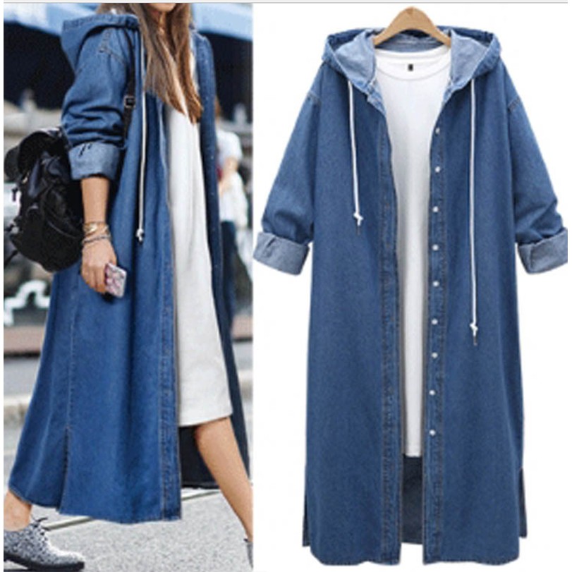 long denim overcoat