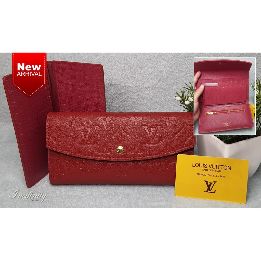 louis vuitton red button wallet