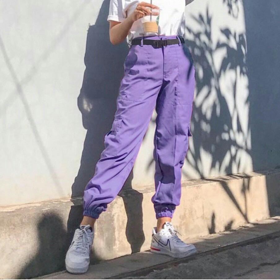 womens purple cargo pants