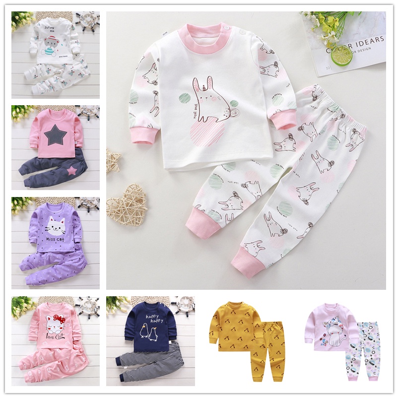 ReadyStok Baby Baju Tidur Pajamas kids kanak sleepwear nightwear with long sleeves and pants