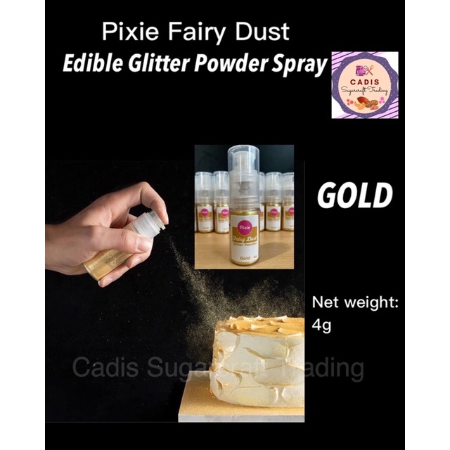 4g Edible Pixie Glitter Powder Spray Fairy Dust Gold Silver Pink