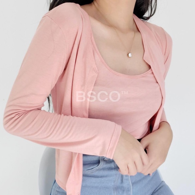 pink cardigan crop top