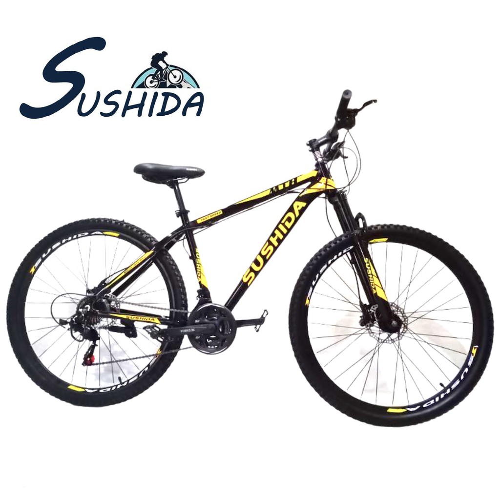 black and yellow mountain bike