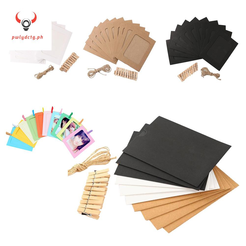 10 Pcs / Set Paper Photo DIY Wall Picture Hanging Frame Album Rope Clip Set Home Decor 3inch Black