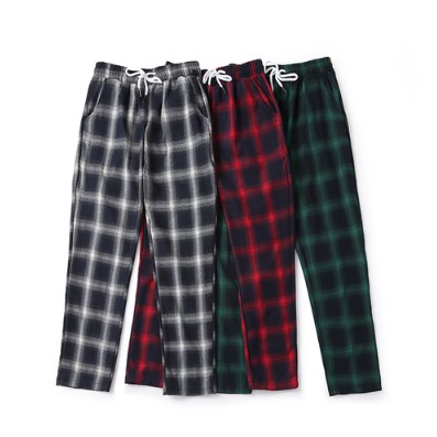 gray and red plaid pants