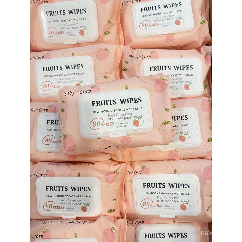 80pulls/PACK Fruits Wipes Baby Wipes Hand Wipes Baby Wet Wipes with Plastic Cap SOLD PER PACK