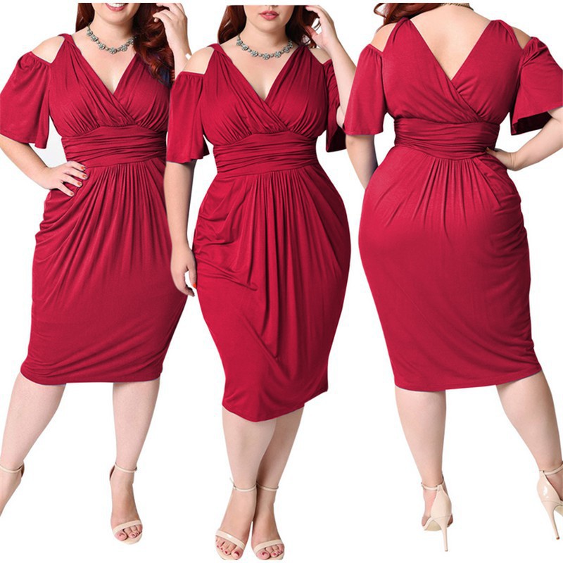 red and white dress plus size