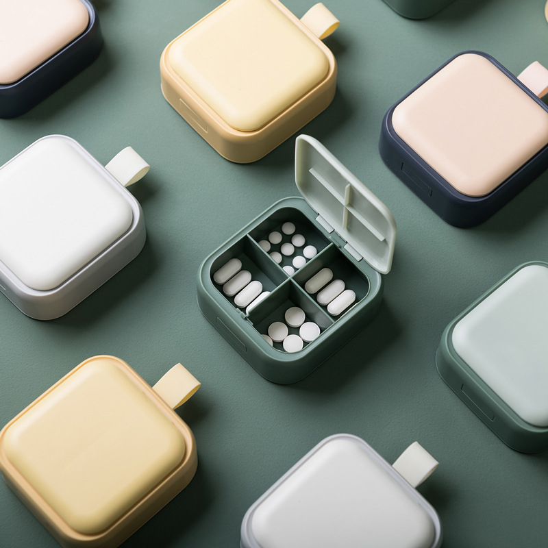 1pc Portable 4 Grids Pill Box Drug Tablet Medicine Storage Box Travel Divider Portable Organizer Storage Case Pill Container