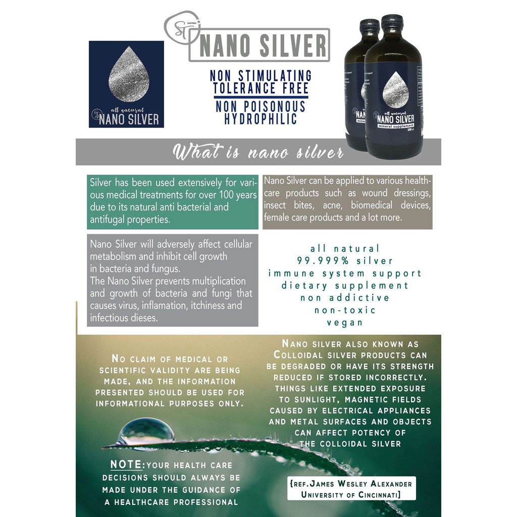 Nano Silver Immune Support 10ppm 500ml Colloidal Silver Shopee