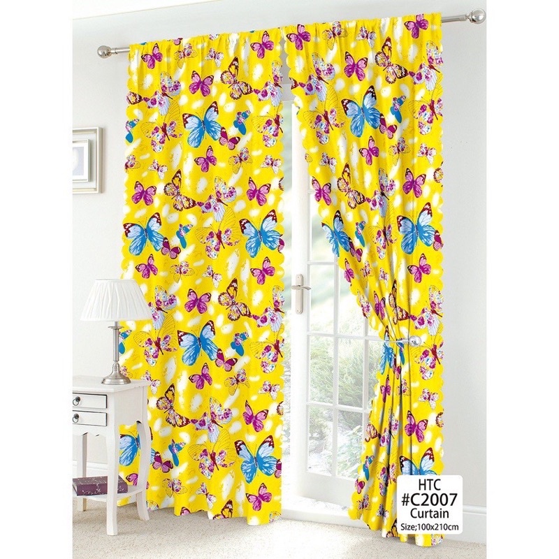 1pc Erfly Flower Curtains 210x100, What Size Curtains For 55 Inch Window