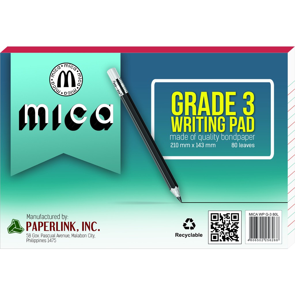 Mica (Grade 3) Writing Pad 80 leaves per pad Shopee Philippines