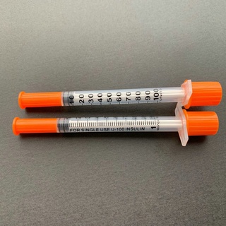 ▼{Negotiable price}1ml Disposable plastic sterile Insulin syringe Orange Cap Plastic Liquid Dispense #3