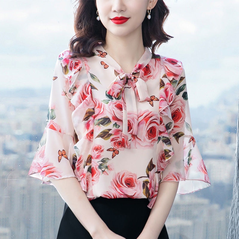 chiffon floral blouses