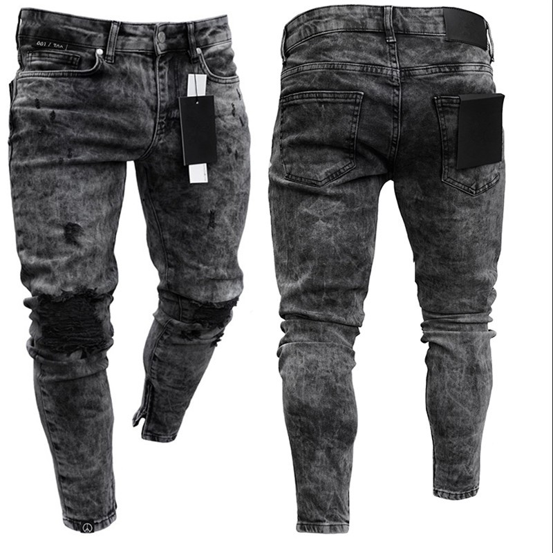 grey ripped biker jeans mens