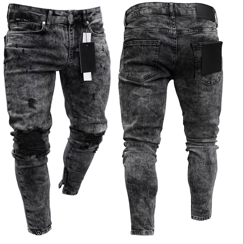 distressed biker jeans black