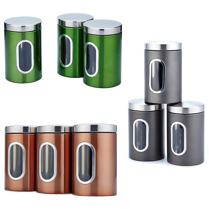 lzn Stainless Steel Airtight Canister Coffee Flour Sugar Tea Container Holder
