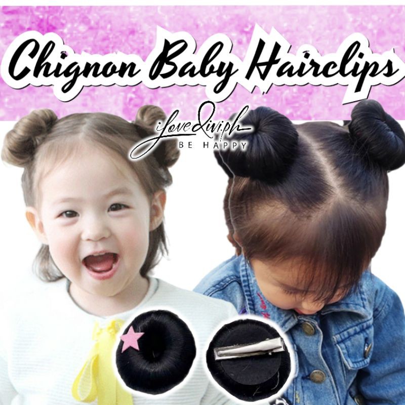 ilovedivi Baby Girl Chignon Hairstyle Instant Faux Hair Bun with Glitter Embellishment Hairclips
