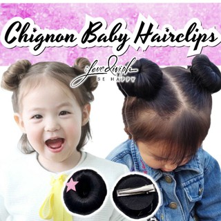 ilovedivi Baby Girl Chignon Hairstyle Instant Faux Hair Bun with Glitter Embellishment Hairclips #1