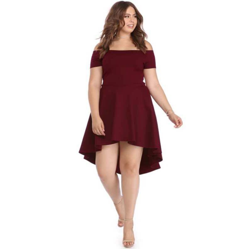 off the shoulder plus size formal dress