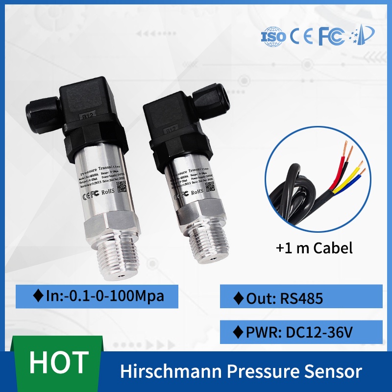 Pressure Transmitter Range -0.1-1-100Mpa RS485 Output 12-36V 0.2% ...