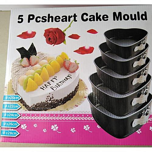 New 5 Pcs Non-Stick Heart Shaped Cake Mould Tins Spring foam Cake Baking Trays