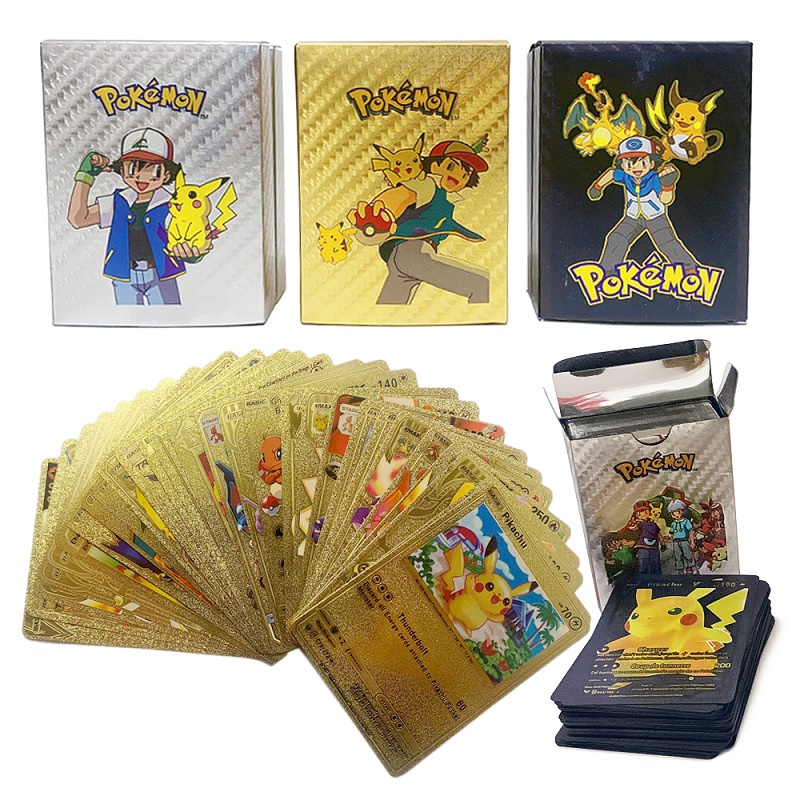 Pokemon Metal Cards Gold Sliver Pokemon Cards Vmax Gx Energy Card Charizard Pikachu Rare