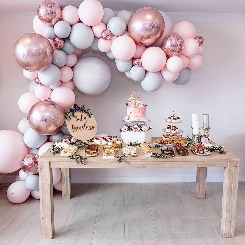 89pcs Pink Gray Pastel Balloons Garland Arch Rose Gold 4d Round Balloon For Baby Shower Wedding Birthday Party Decor Supplies Shopee Philippines