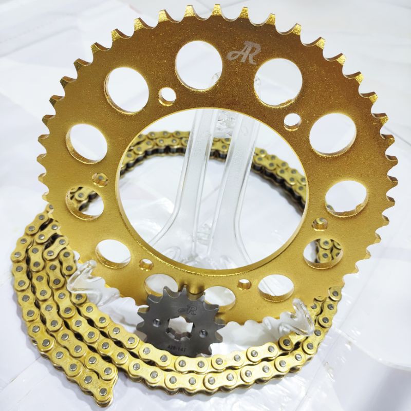 COD AR 14T50T 428 Gold Steel Motorcycle Sprocket Chain Set Yamaha MT