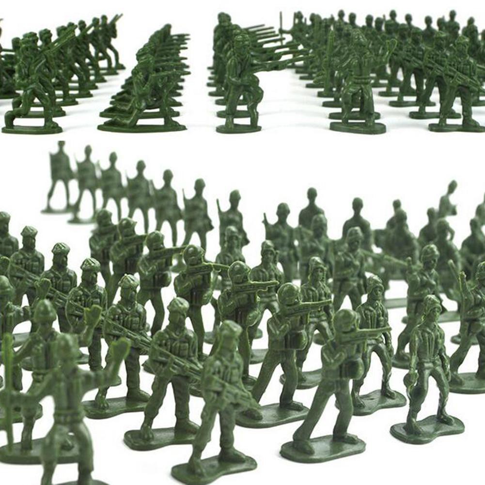 100 pcs Military Plastic Toy Soldiers Army Men Tan 4cm Figures 8 Poses 
