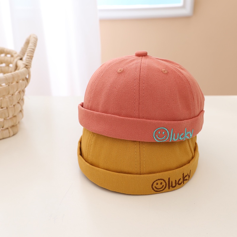 lucky smiling face melon hat children's fashion all-match brimmed landlord hat boy street shooting yuppie hat