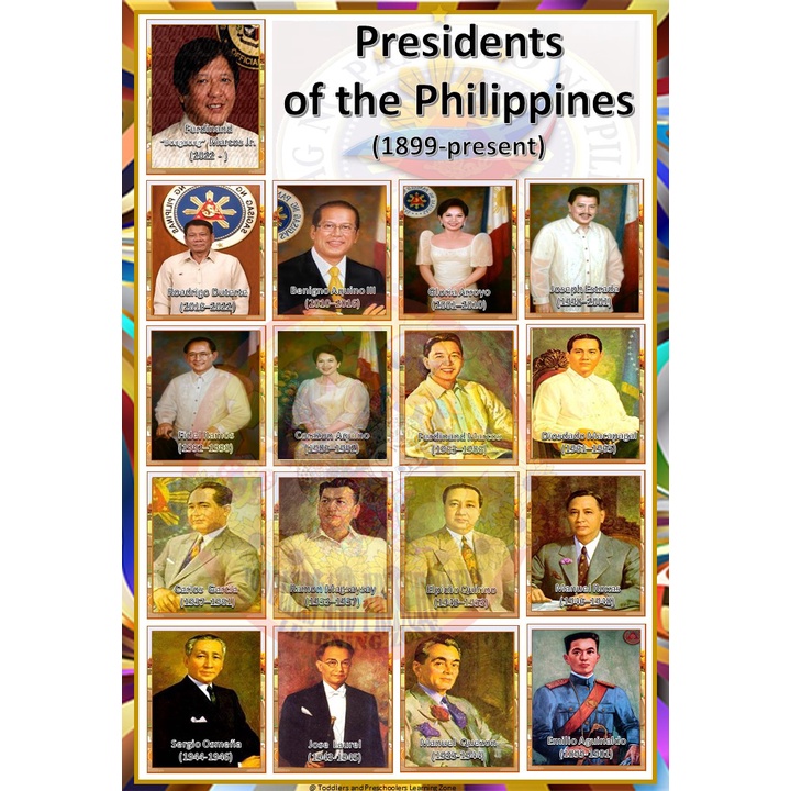 Presidents Of The Philippines Chart A4 Laminated 250 Mic Shopee 