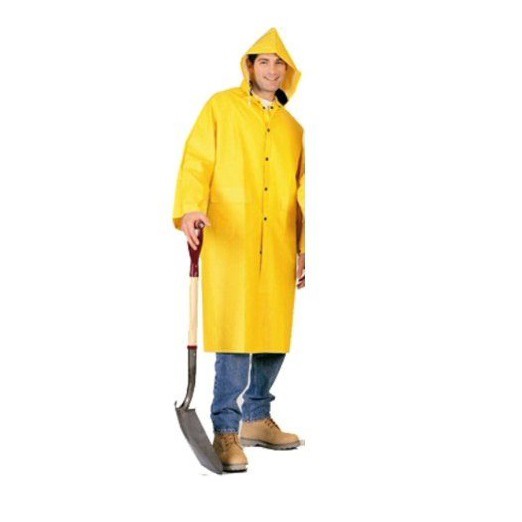 Yellow PVC Long Knee Length Rainwear Rain Jacket Raincoat Rain Jacket