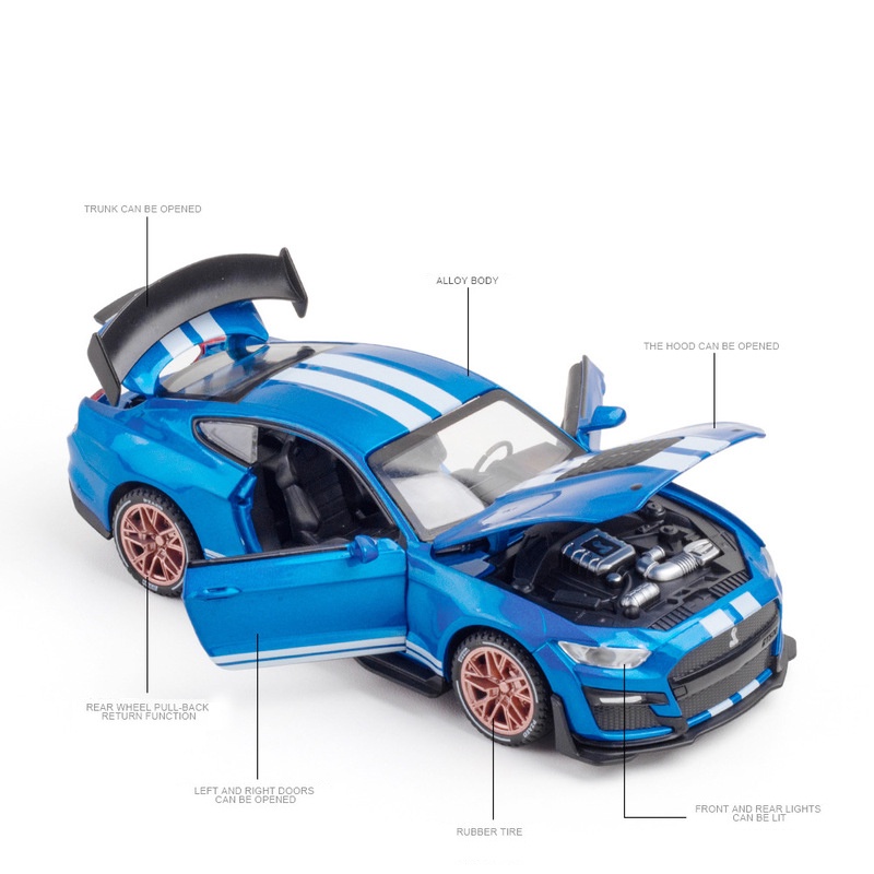 New 1:32 High Simulation Supercar Ford Mustang Shelby Gt500 Car Model Alloy Pull Back Kid Toy Car 4