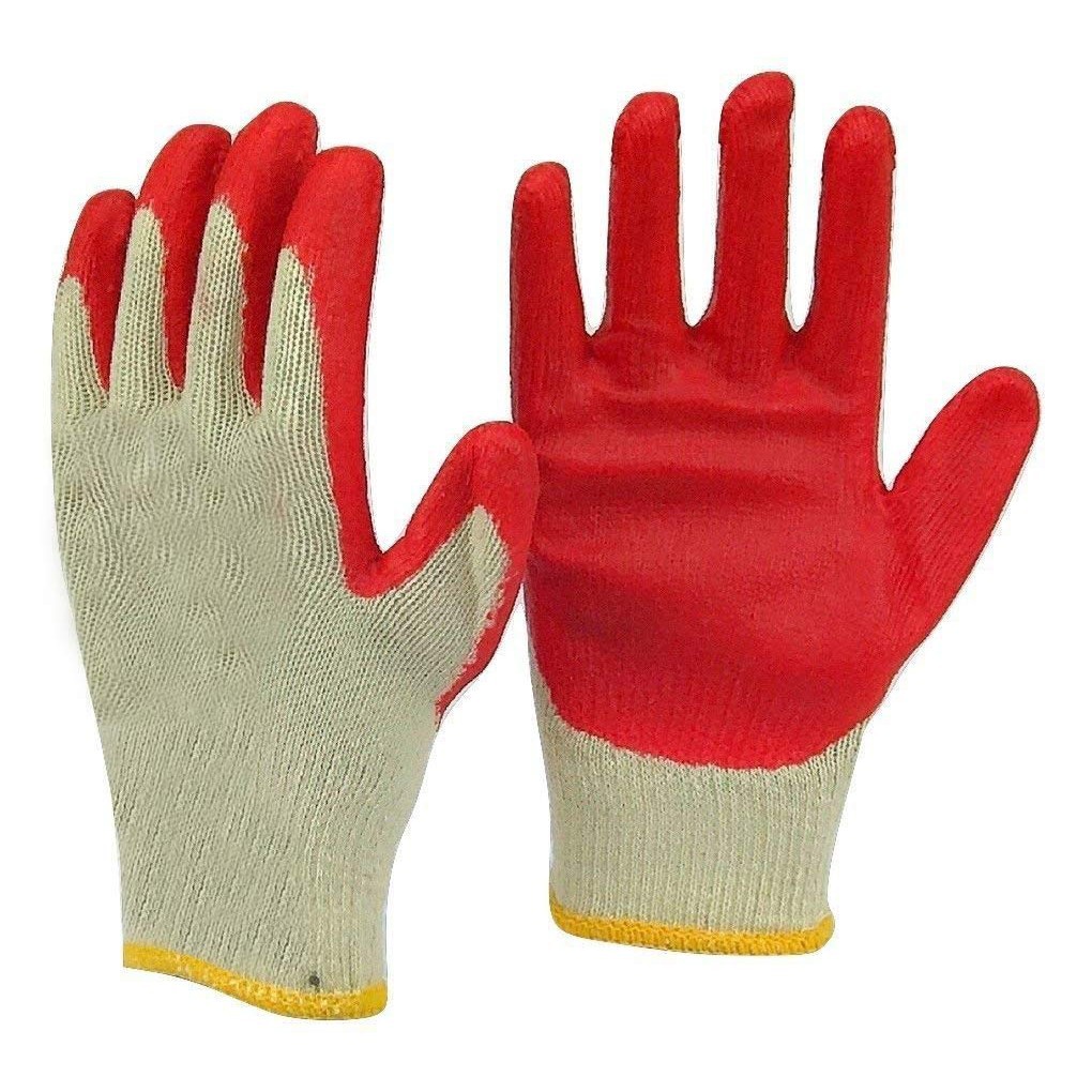 1Pair/2Pcs Cotton String Knitted Orange Rubber Coated Gloves